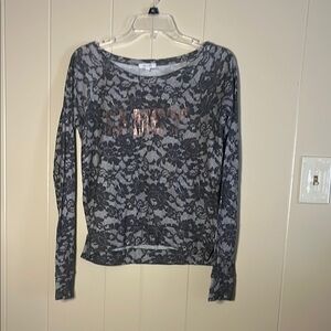 dELiA*s Gray Floral Lace Sweatshirt